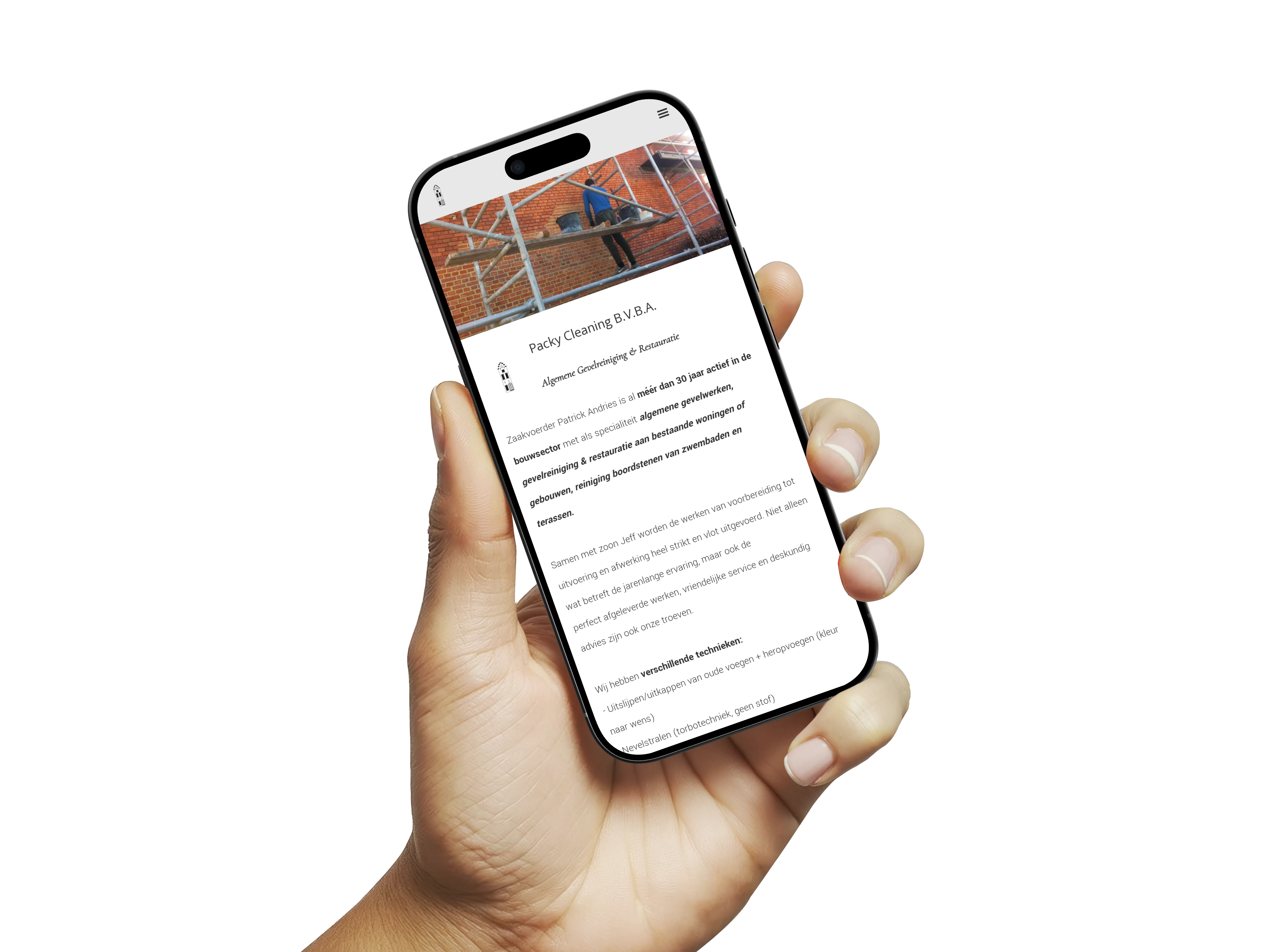 Phone mock-up for nw-elektrotechniek.be website