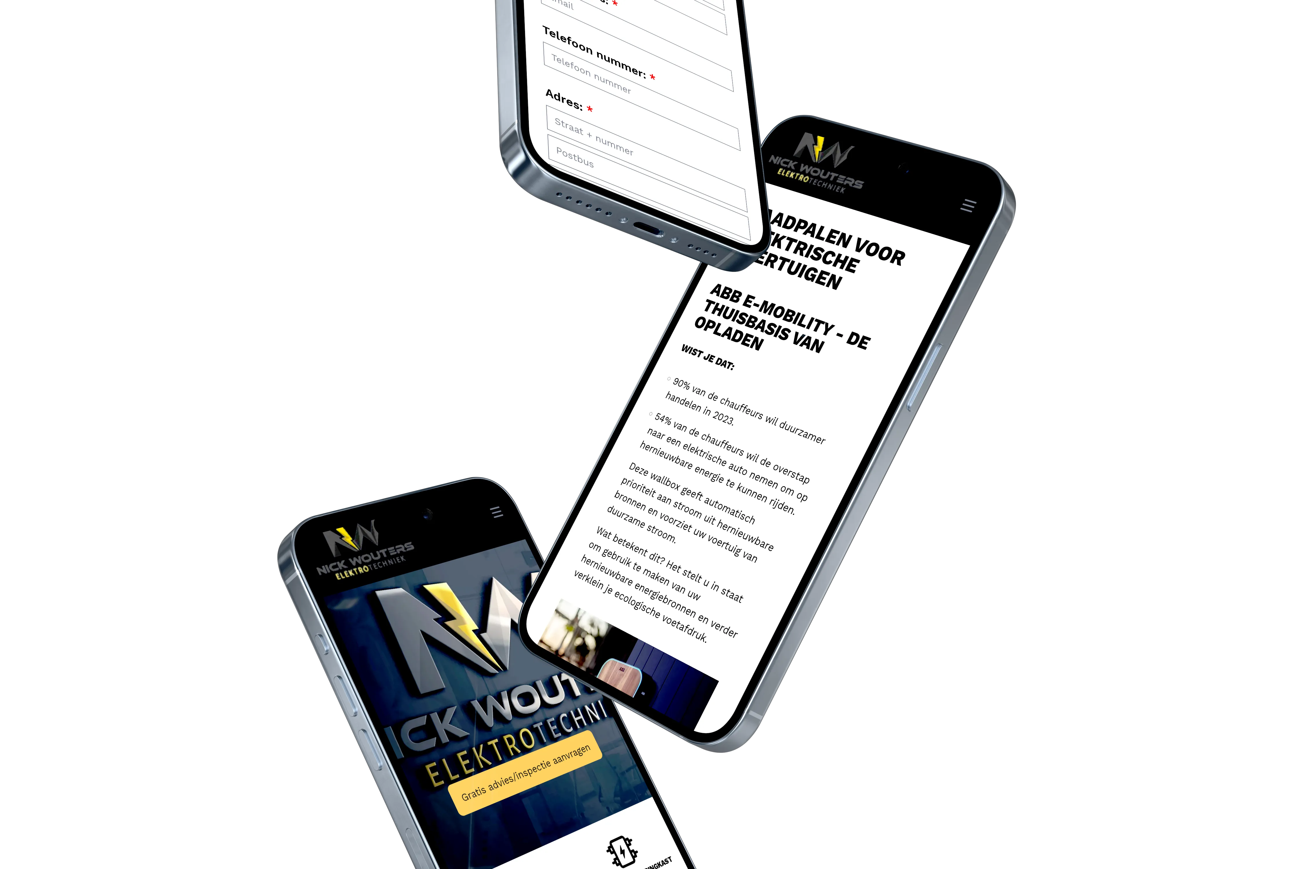 Phone mock-up for nw-elektrotechniek.be website